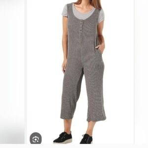 Relaxed Rib-Knit Gray Jumpsuits Sz L